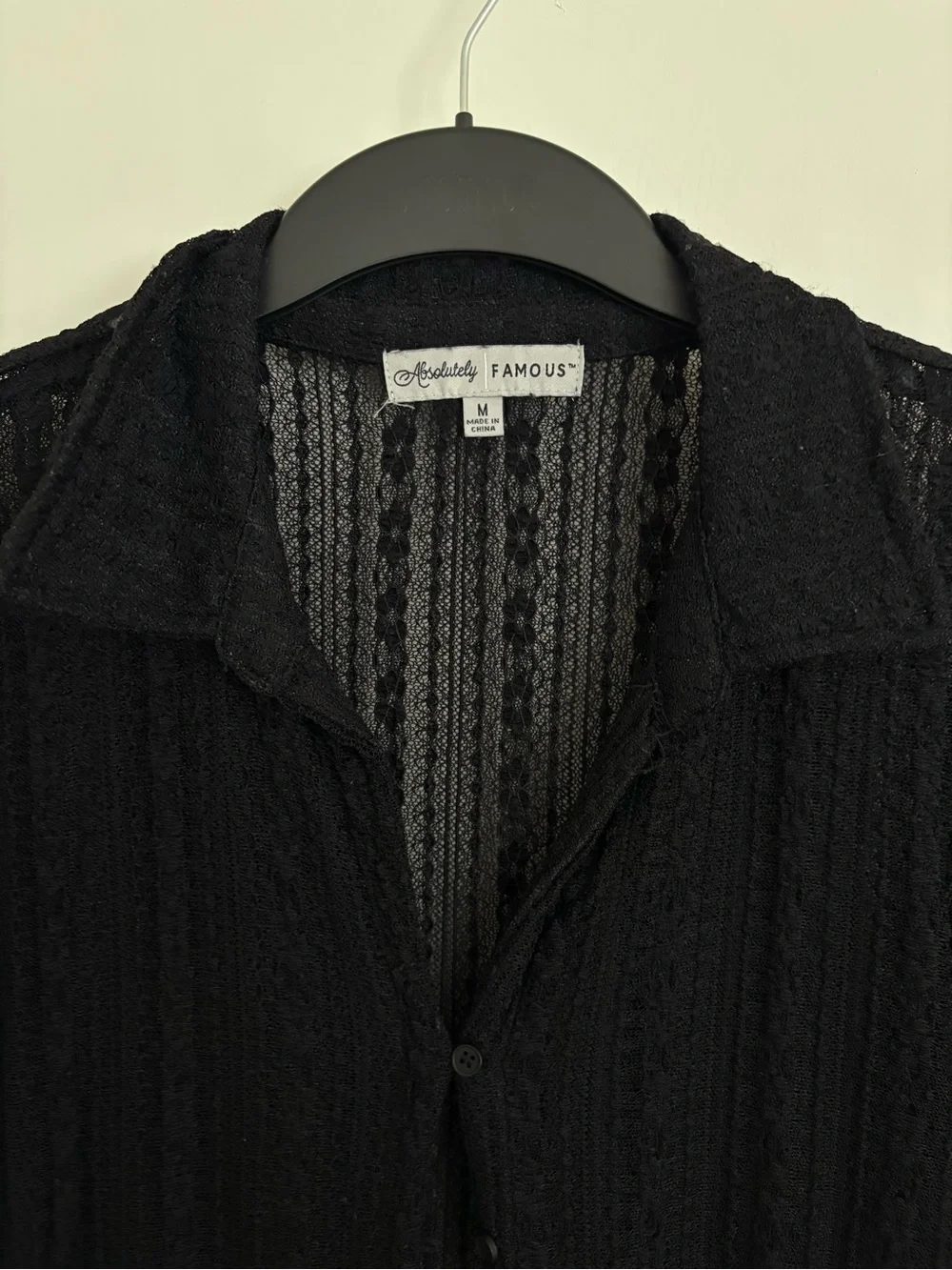 Absolutely Famous Black Sheer Knit Button Shirt